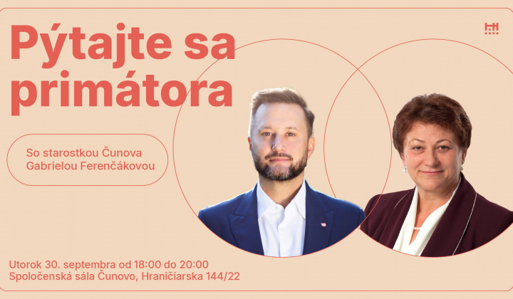 Fotka - Pýtajte sa primátora- pozvánka na verejné stretnutie a diskusiu
